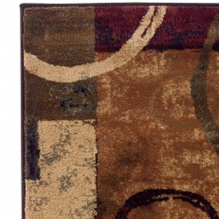 2' X 8' Brown And Black Abstract Geometric Runner Rug