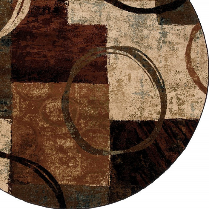 2' X 8' Brown And Black Abstract Geometric Runner Rug