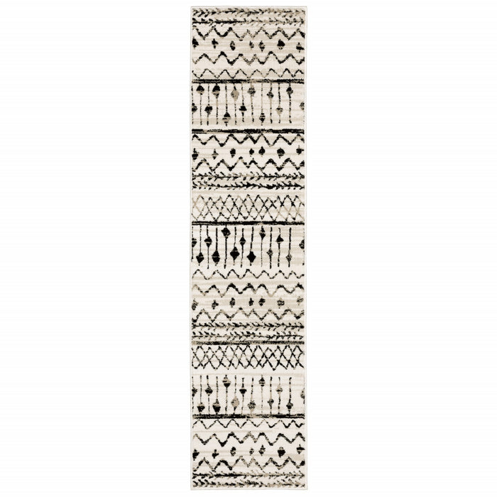 4' X 6' Ivory And Black Eclectic Patterns Indoor Area Rug