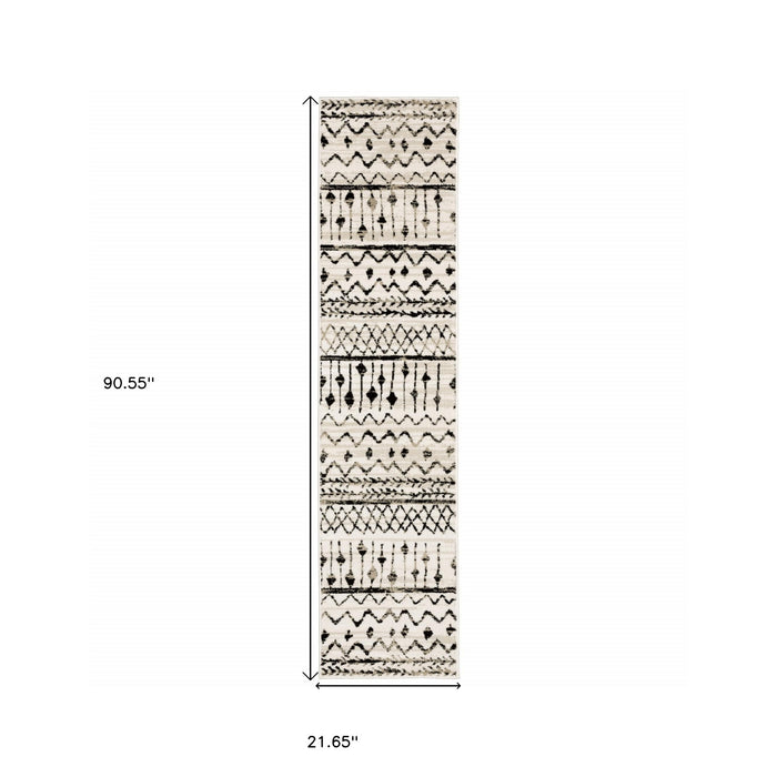 4' X 6' Ivory And Black Eclectic Patterns Indoor Area Rug