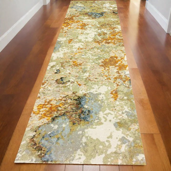 3' X 5' Gold and Ivory Power Loom Area Rug