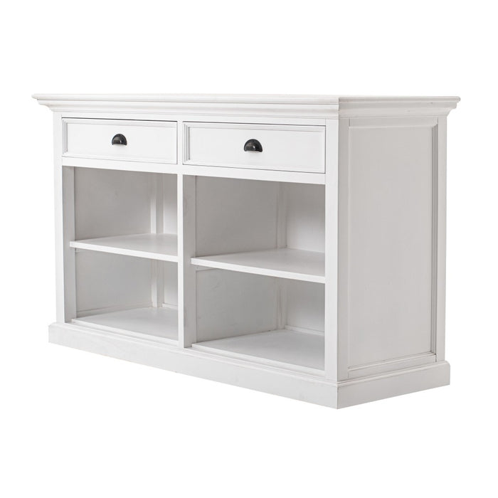 57" White Wood Two Drawer Buffet Table