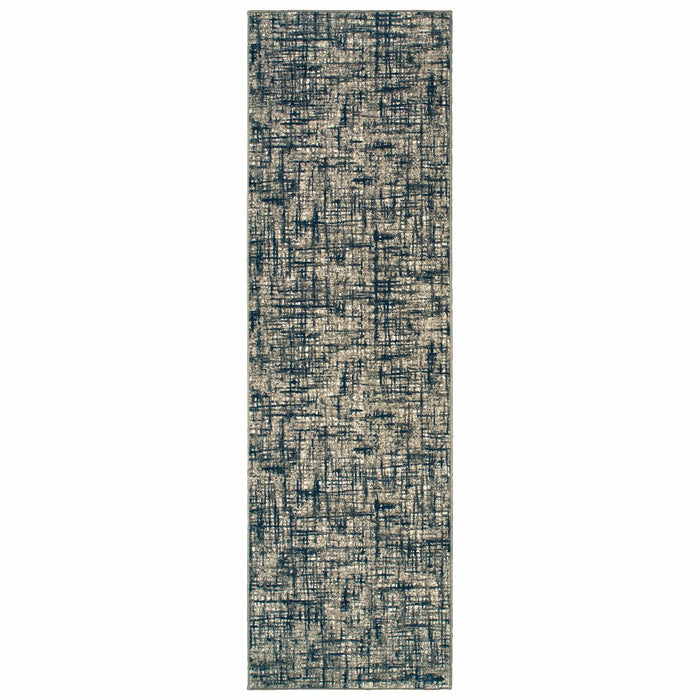 7' X 10' Gray And Navy Abstract Area Rug