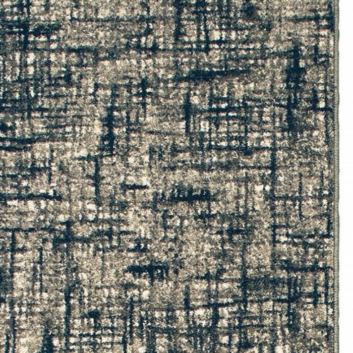 7' X 10' Gray And Navy Abstract Area Rug