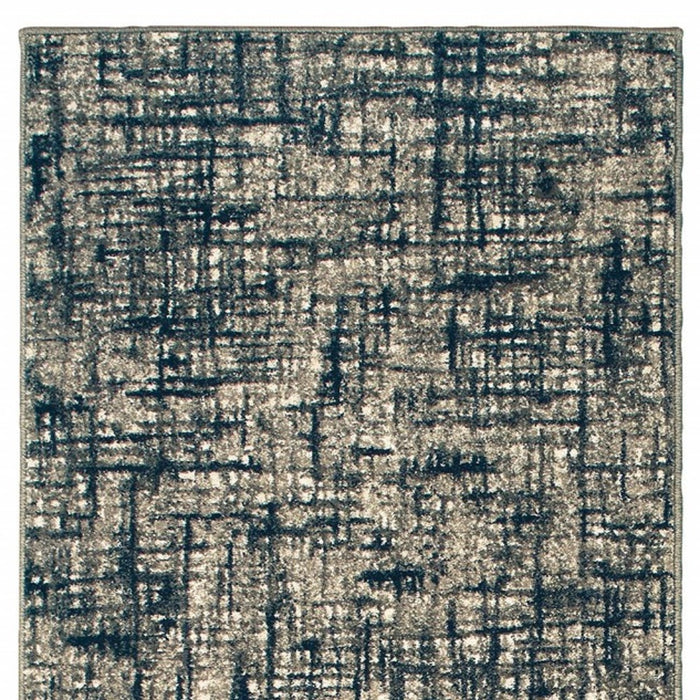 7' X 10' Gray And Navy Abstract Area Rug