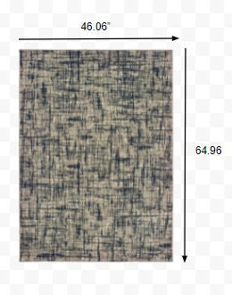 7' X 10' Gray And Navy Abstract Area Rug