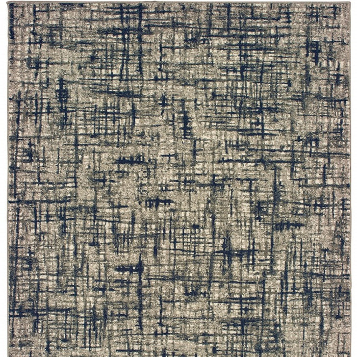 7' X 10' Gray And Navy Abstract Area Rug