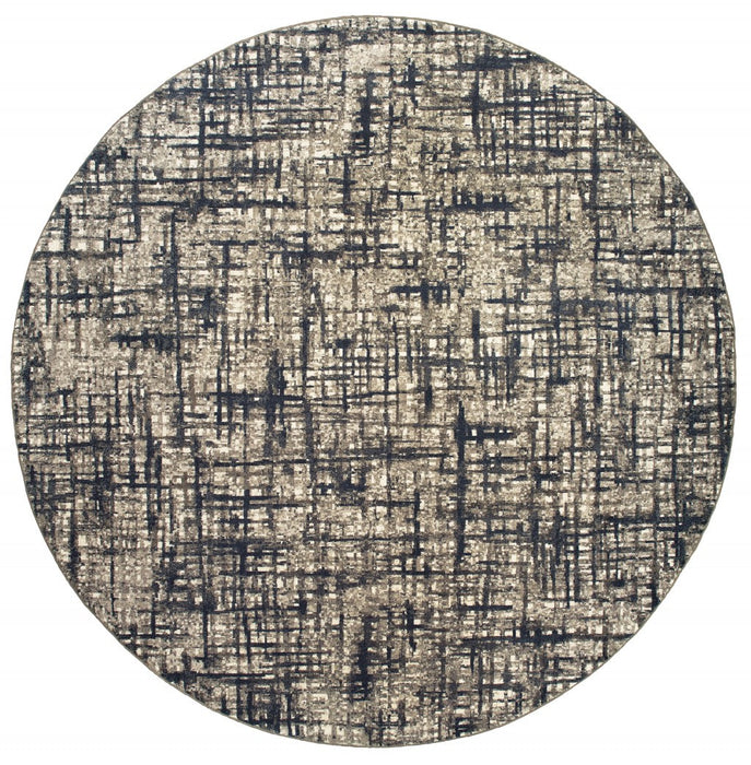 7' X 10' Gray And Navy Abstract Area Rug