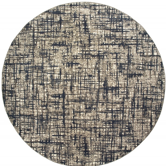 7' X 10' Gray And Navy Abstract Area Rug