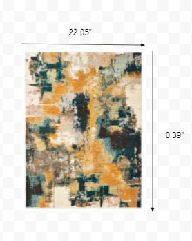 5' X 8' Cream Black and Orange Abstract Power Loom Area Rug