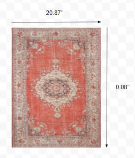 2' X 3' Red and Gray Power Loom Area Rug