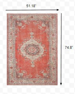 2' X 3' Red and Gray Power Loom Area Rug