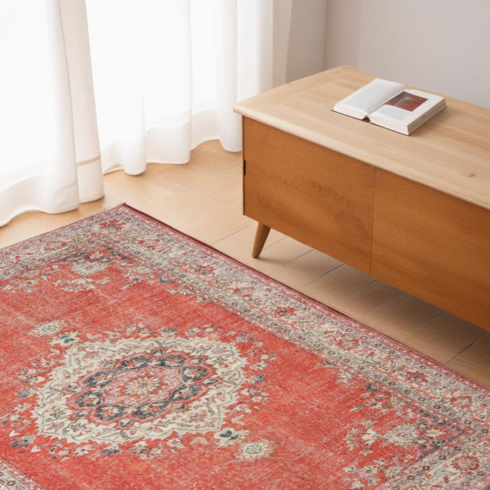 2' X 3' Red and Gray Power Loom Area Rug