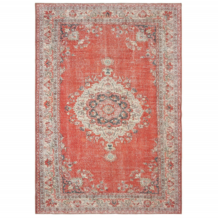 2' X 3' Red and Gray Power Loom Area Rug