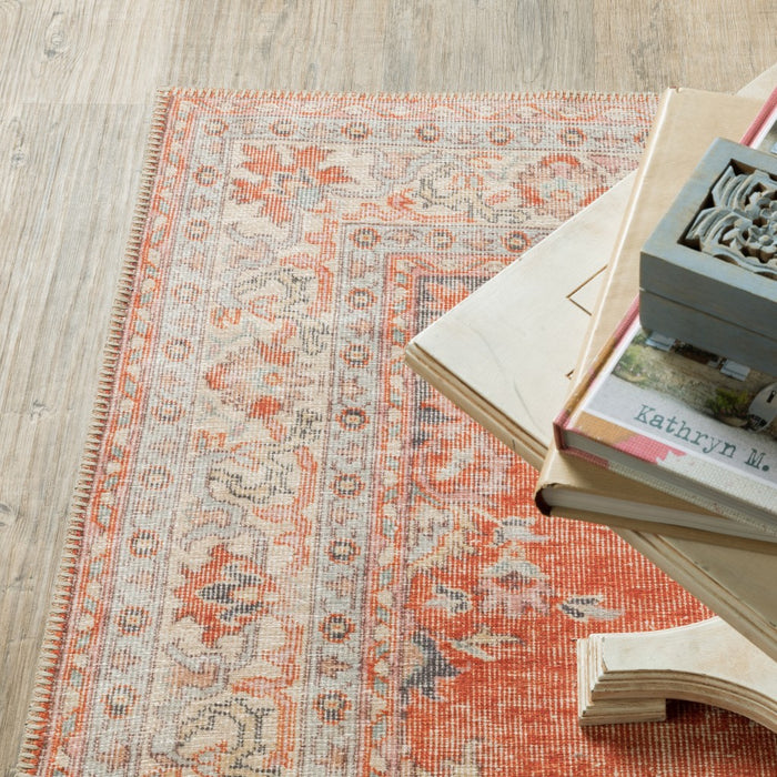 2' X 3' Red and Gray Power Loom Area Rug