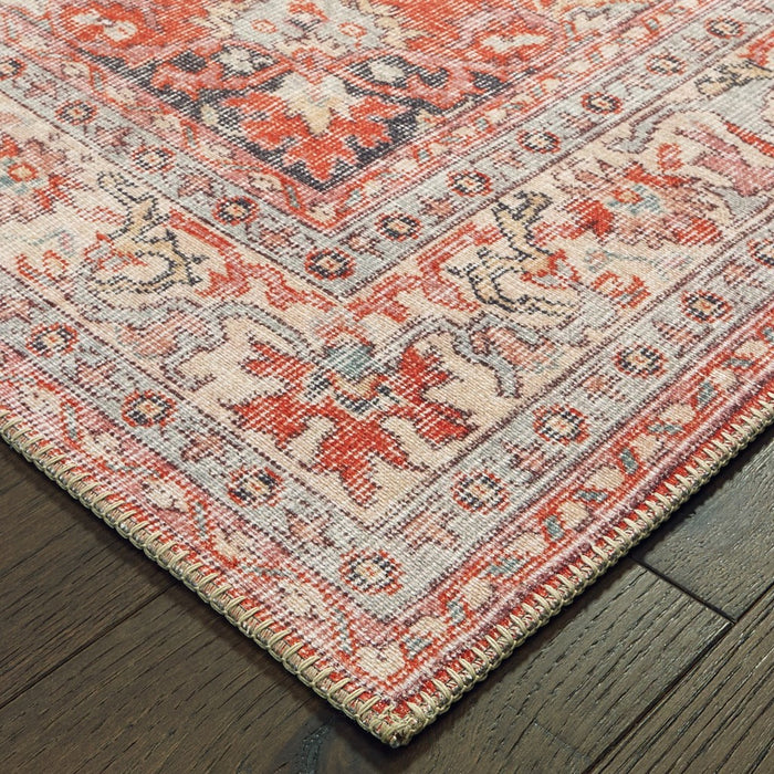 2' X 3' Red and Gray Power Loom Area Rug