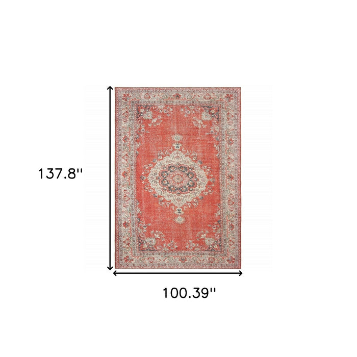 2' X 3' Red and Gray Power Loom Area Rug