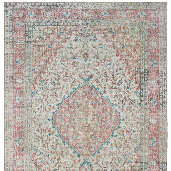 2' X 3' Pink and Ivory Power Loom Area Rug