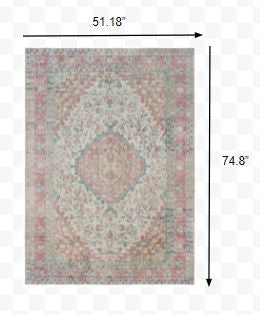 2' X 3' Pink and Ivory Power Loom Area Rug