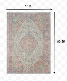 2' X 3' Pink and Ivory Power Loom Area Rug