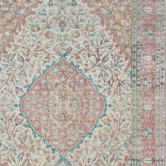 2' X 3' Pink and Ivory Power Loom Area Rug