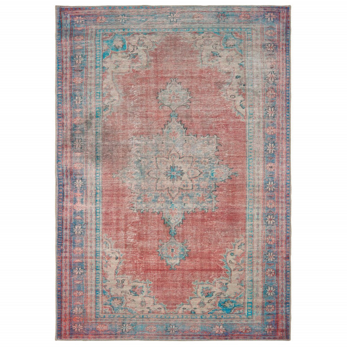 2' X 3' Blue and Red Power Loom Area Rug