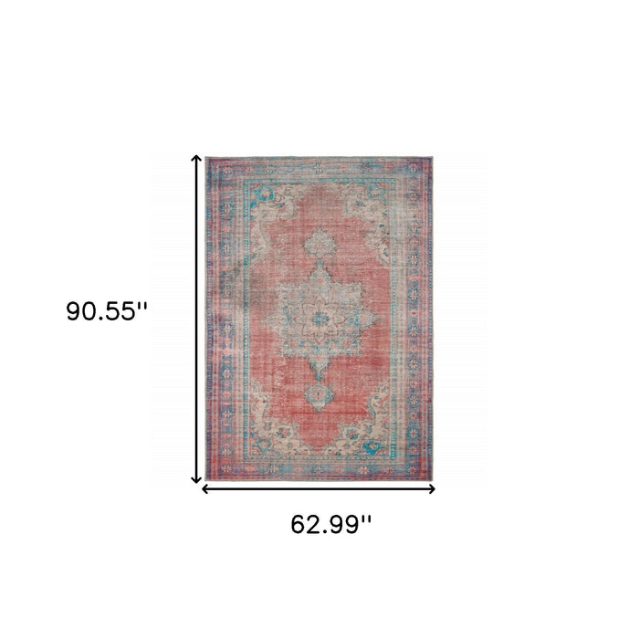 2' X 3' Blue and Red Power Loom Area Rug