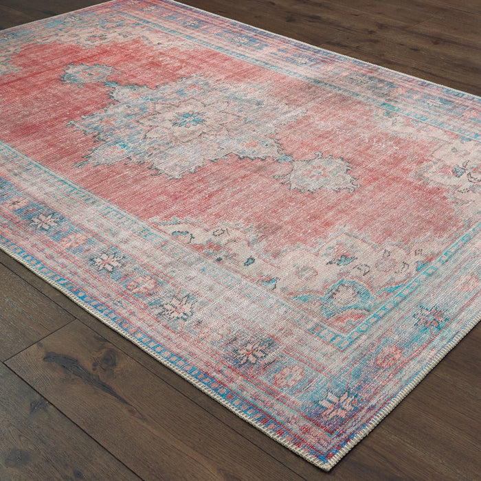 2' X 3' Blue and Red Power Loom Area Rug