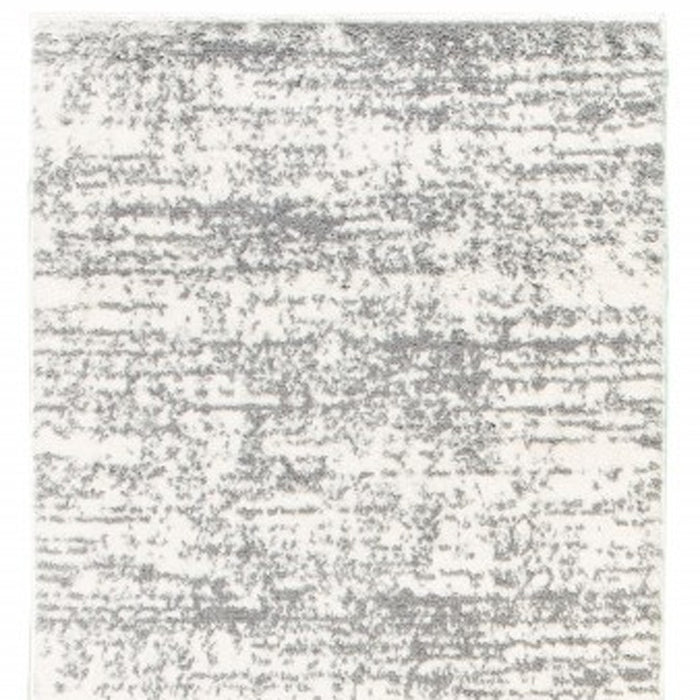 2' X 8' Ivory And Gray Abstract Strokes Runner Rug