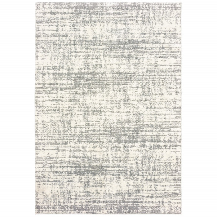 2' X 8' Ivory And Gray Abstract Strokes Runner Rug