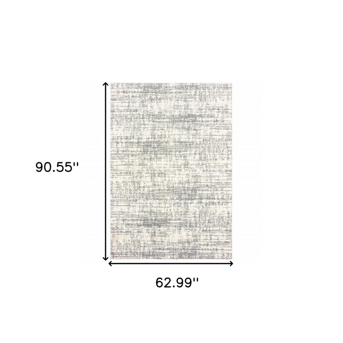 2' X 8' Ivory And Gray Abstract Strokes Runner Rug