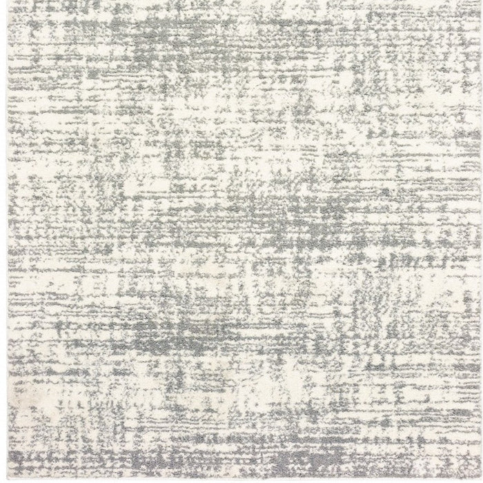 2' X 8' Ivory And Gray Abstract Strokes Runner Rug