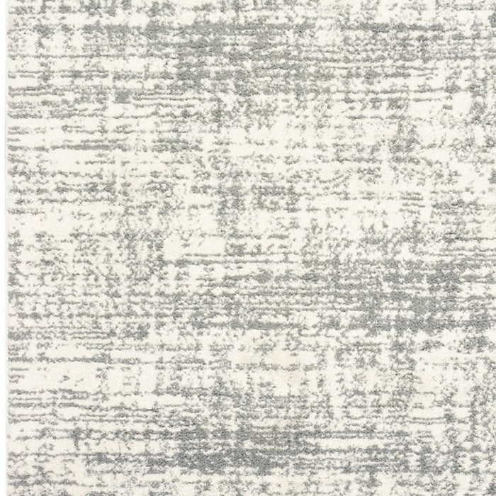 2' X 8' Ivory And Gray Abstract Strokes Runner Rug