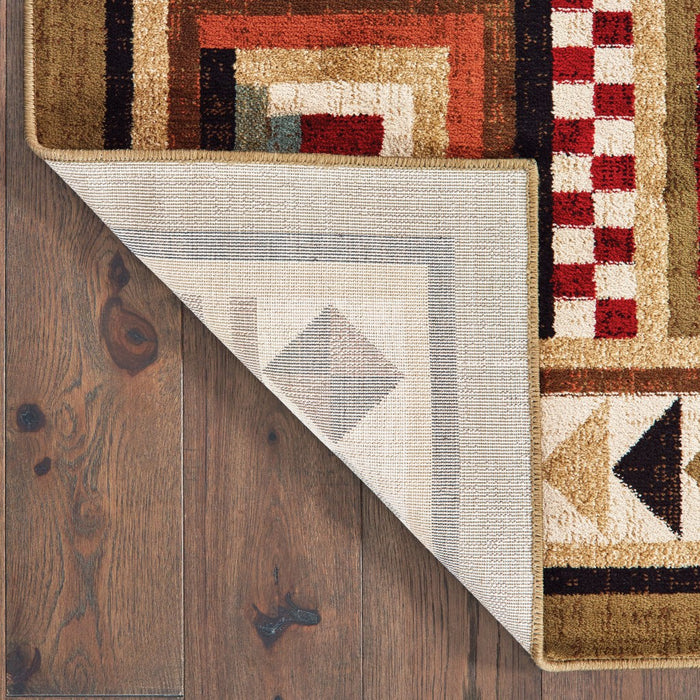 8' X 10' Brown And Red Ikat Patchwork Area Rug