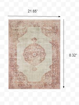 2' X 8' Ivory And Pink Medallion Runner Rug