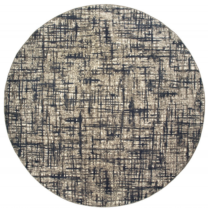 7' X 10' Gray And Navy Abstract Area Rug