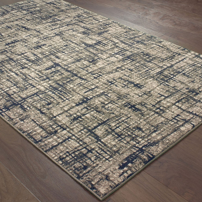 7' X 10' Gray And Navy Abstract Area Rug