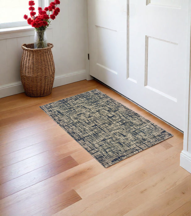 7' X 10' Gray And Navy Abstract Area Rug