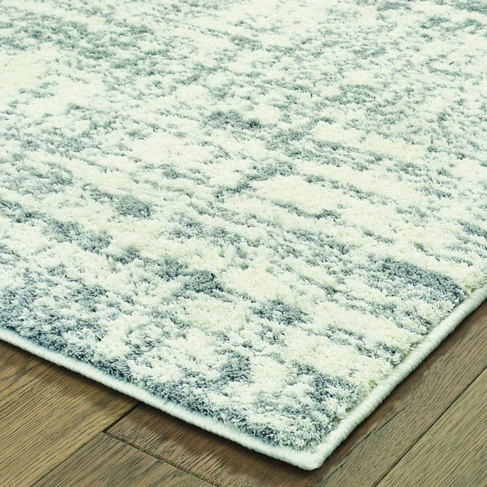 2' X 8' Ivory And Gray Abstract Strokes Runner Rug