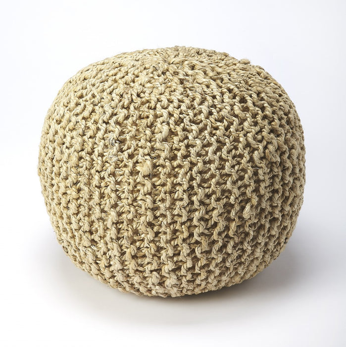 19" Natural Jute Round Pouf Ottoman