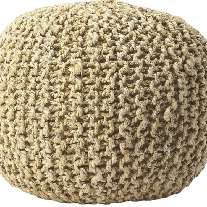 19" Natural Jute Round Pouf Ottoman