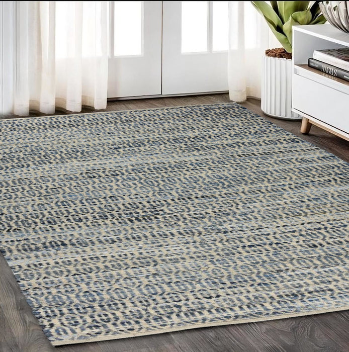 5' X 8' Blue and Gray Area Rug