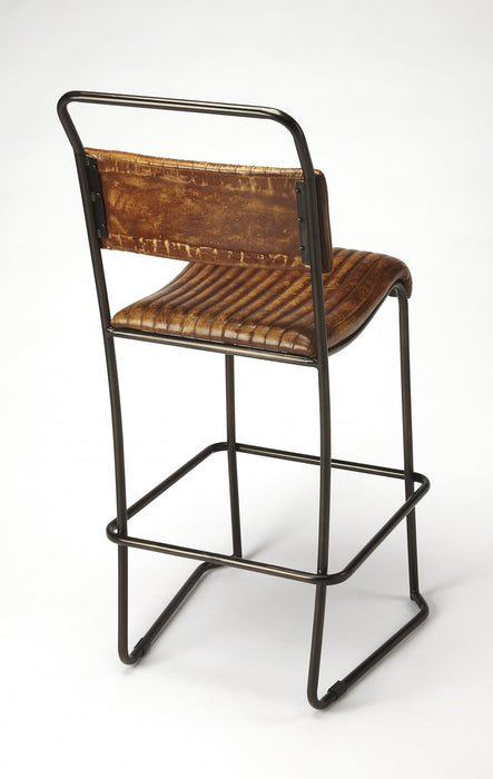 31" Brown and Black Iron Bar Chair