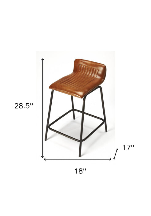 24" Brown and Black Manufactured Wood and Iron Counter Height Bar Chair