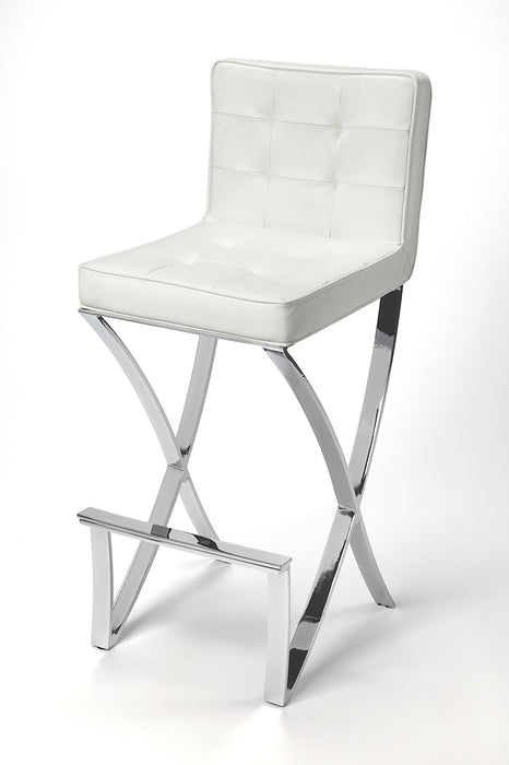 29" Off White and Silver Iron Bar Chair