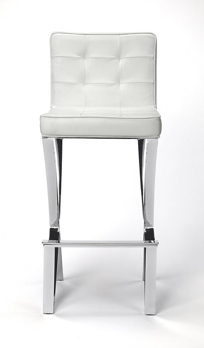 29" Off White and Silver Iron Bar Chair