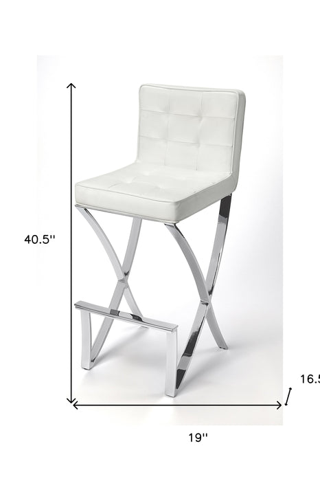 29" Off White and Silver Iron Bar Chair