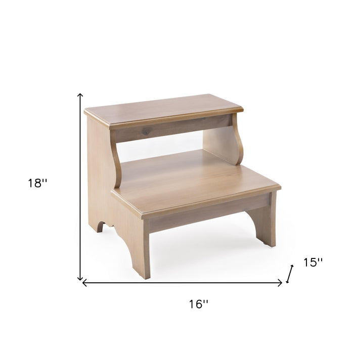 15" Natural Solid and Manufactured Wood Step Stool