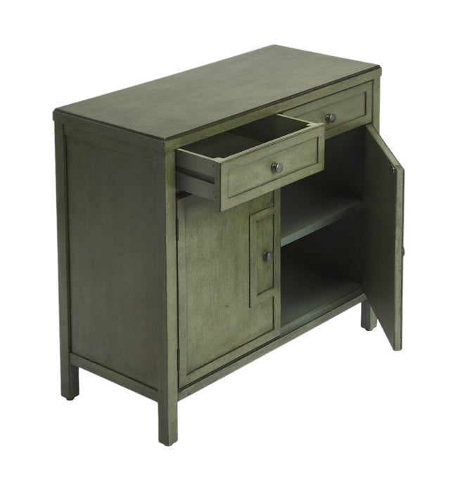 31" Green Solid Wood Two Drawer Sideboard with Two Doors