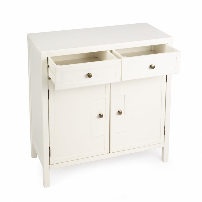 31" White Solid Wood Two Drawer Sideboard with Two Doors